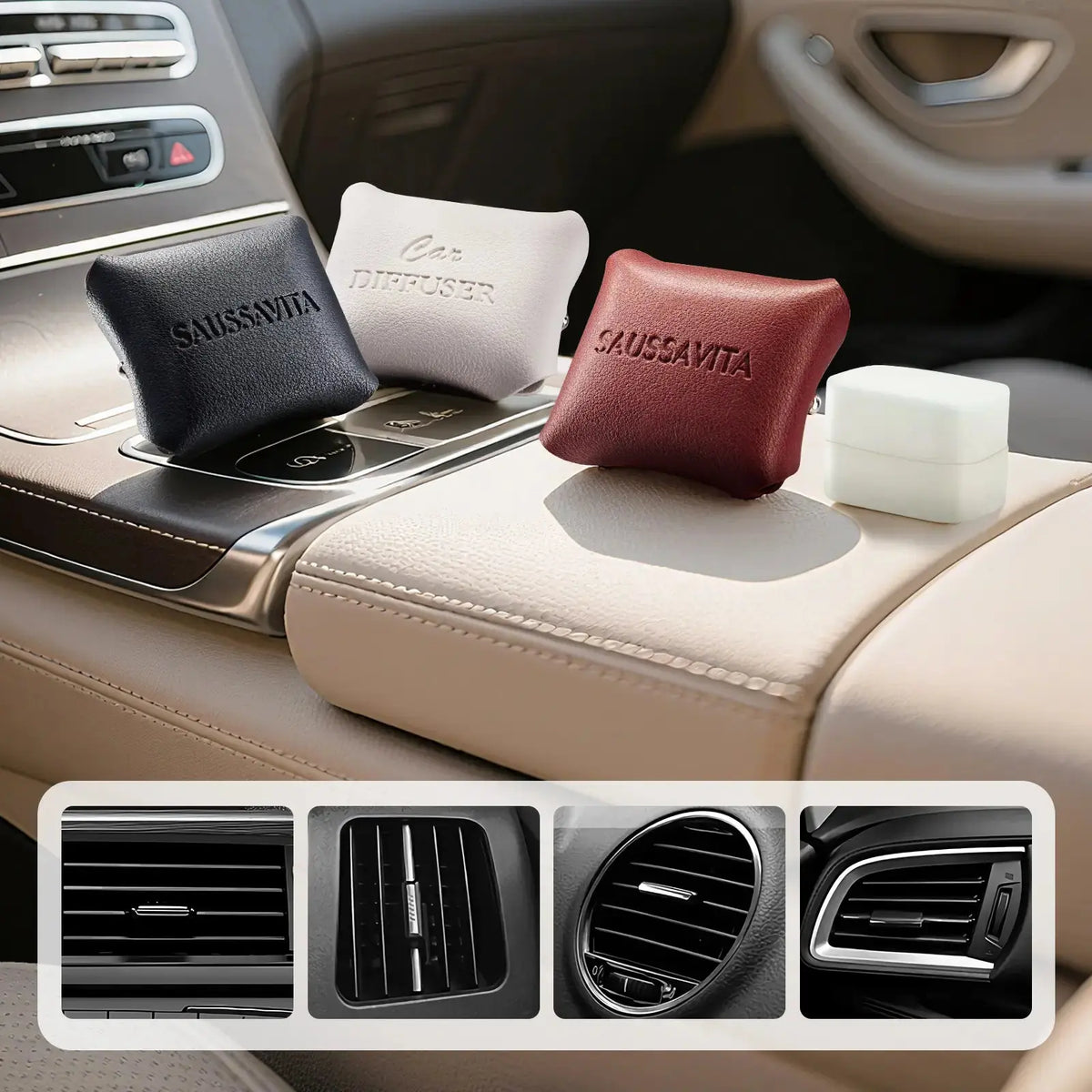 Leather car diffuser in a car interior