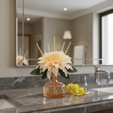 SAUSSAVITA Bright Citrus Feast reed diffuser in a bathroom setting